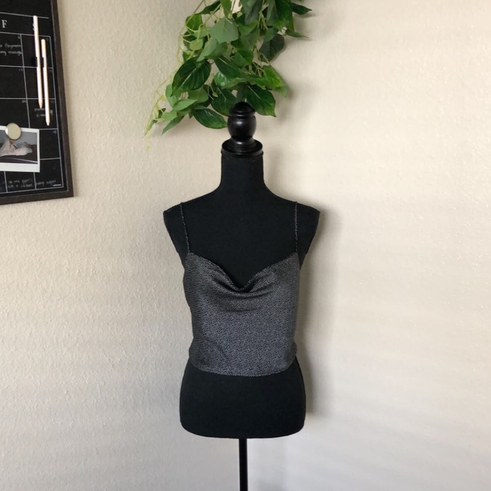 Satin Cowl Neck Crop Top